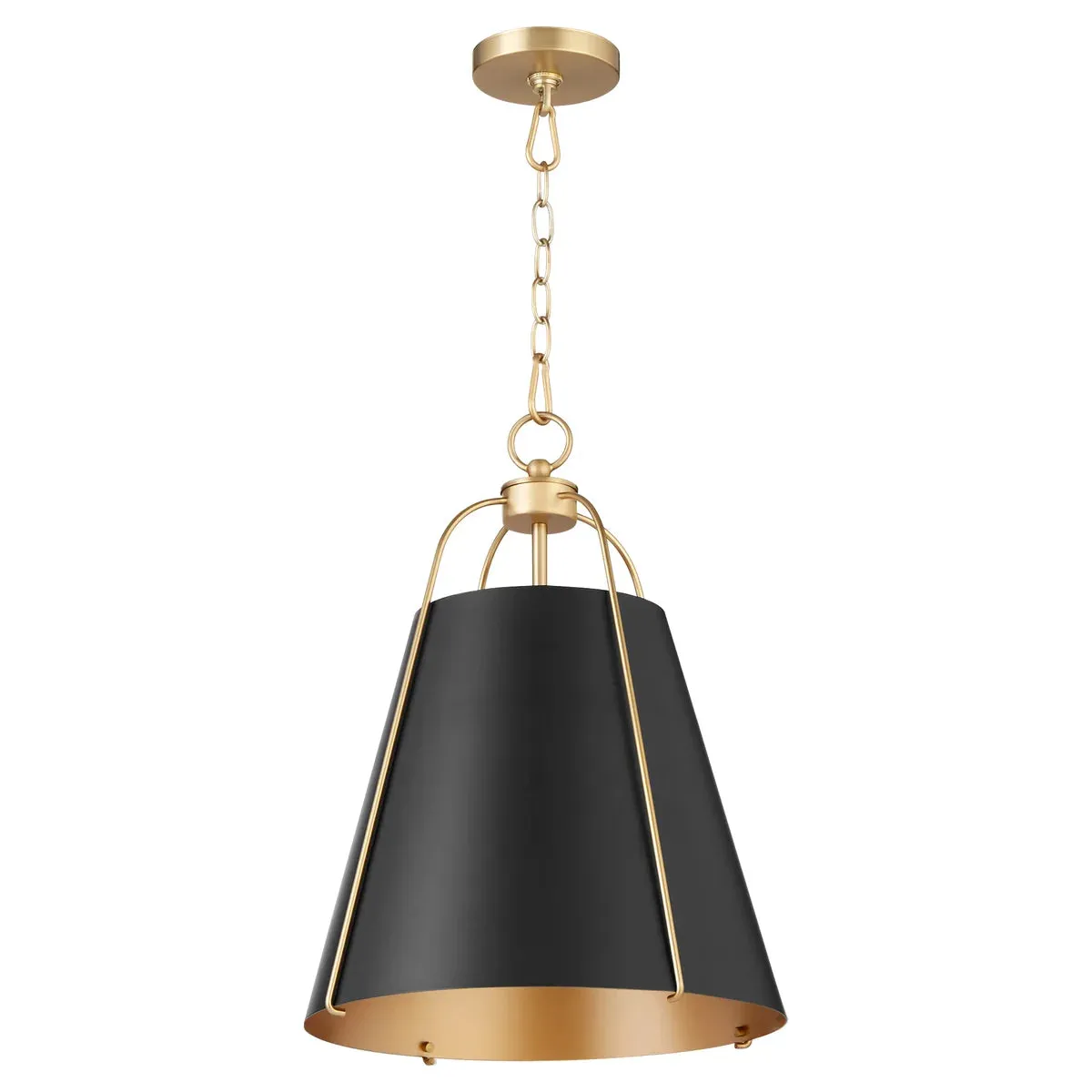 Quorum Ellen 861-3-5980 Pendant - Matte Black / Aged Brass 18" Transitional