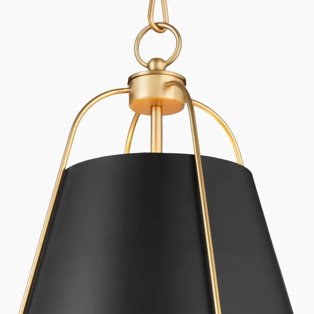 Quorum Ellen 861-3-5980 Pendant - Matte Black / Aged Brass 18" Transitional