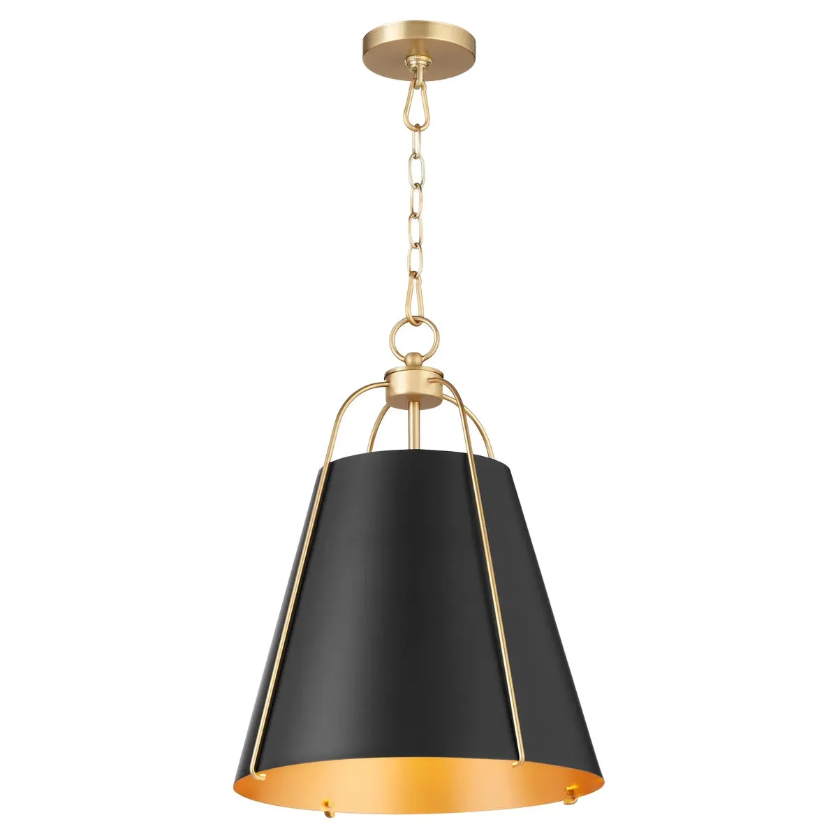 Quorum Ellen 861-3-5980 Pendant - Matte Black / Aged Brass 18" Transitional