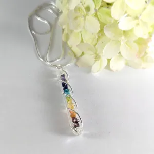 Rainbow Stone Chips Necklace in Sterling Silver