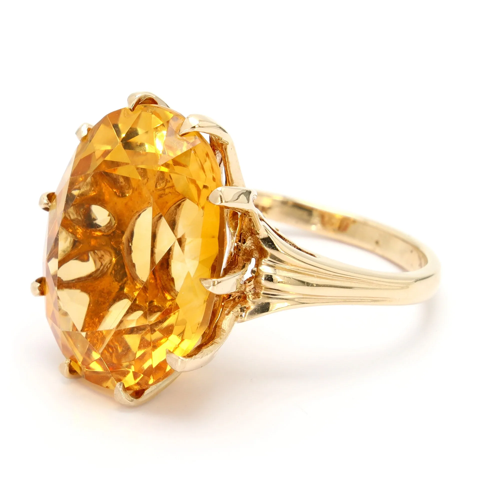 Retro Solitaire Citrine Ring