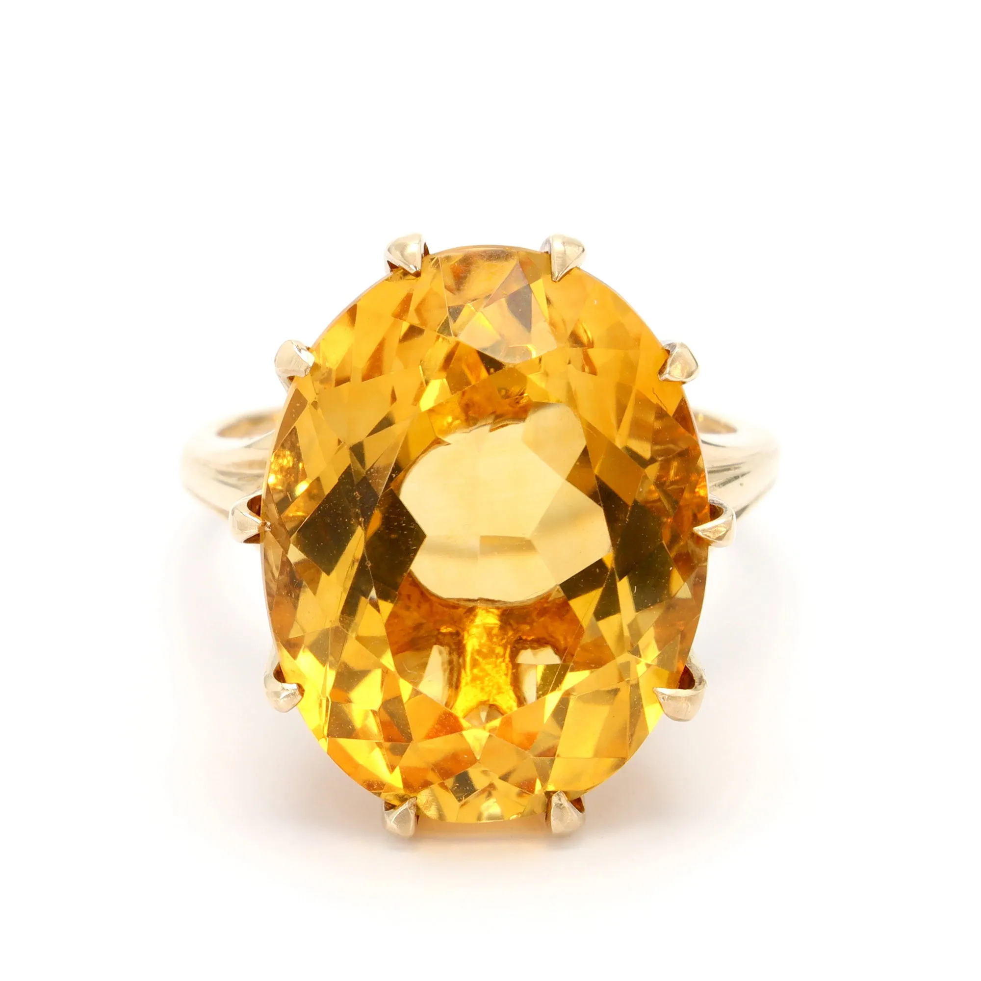 Retro Solitaire Citrine Ring