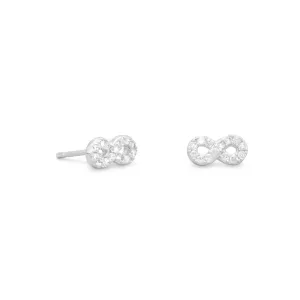 Rhodium Plated CZ Infinity Earrings