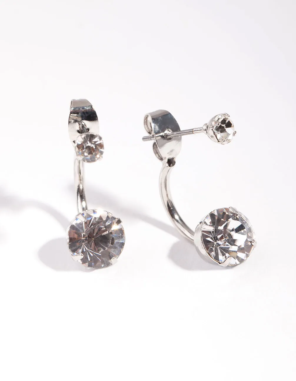 Rhodium Stone Jacket Earrings