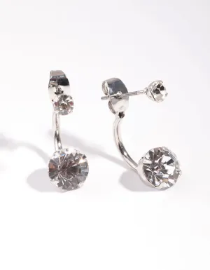 Rhodium Stone Jacket Earrings