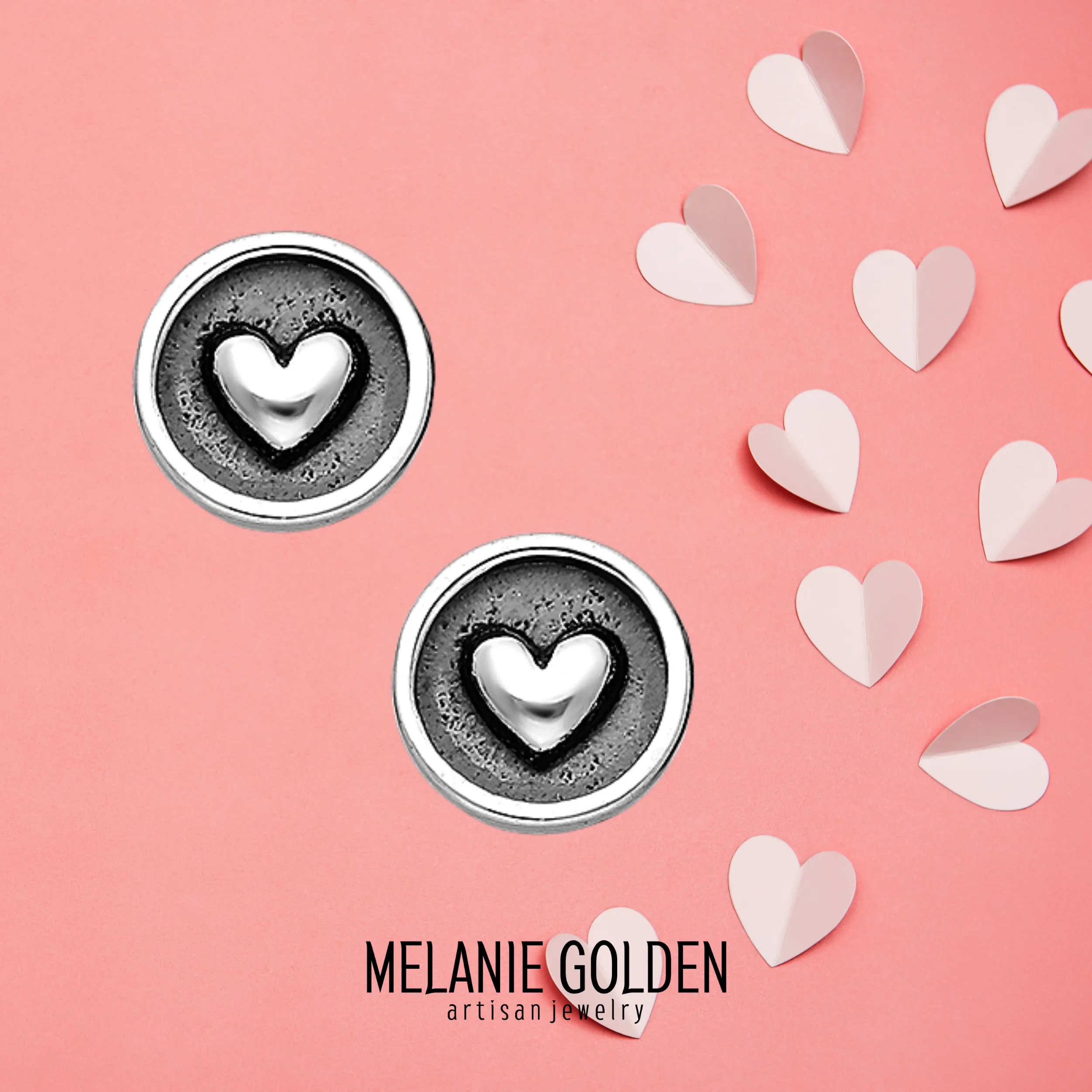 Round Heart Stud Earrings