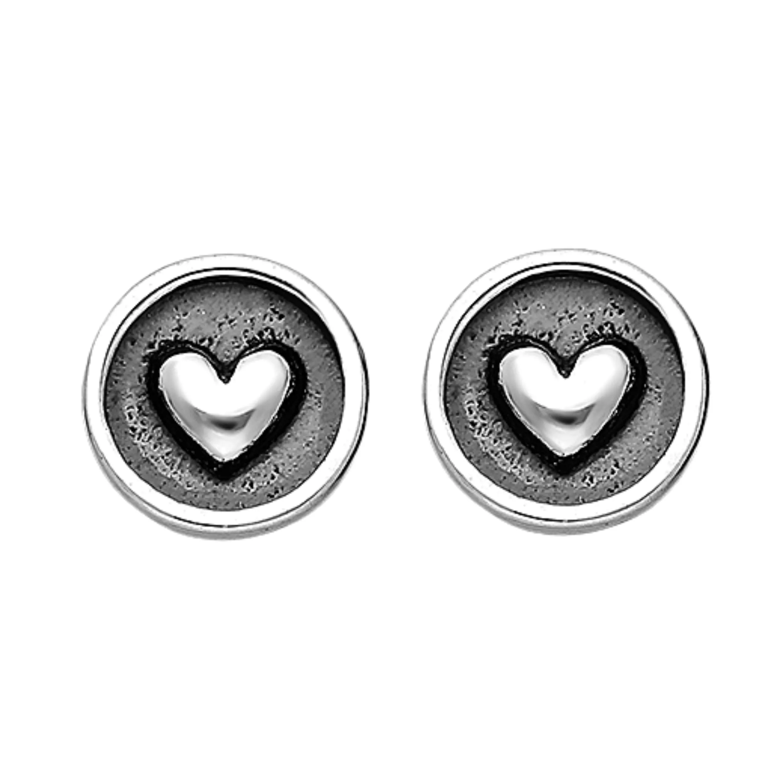 Round Heart Stud Earrings