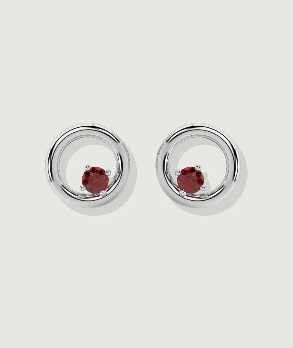 Round Ruby Donut Stud