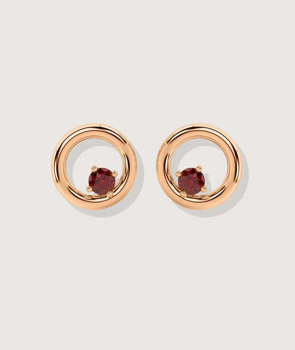 Round Ruby Donut Stud