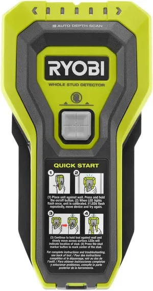 RYOBI Stud Finder with Multiple Led'S to Indicate the Full Width of the Stud. One-Handed Operation, ESF5002