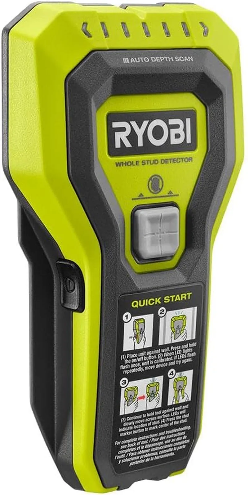 RYOBI Stud Finder with Multiple Led'S to Indicate the Full Width of the Stud. One-Handed Operation, ESF5002