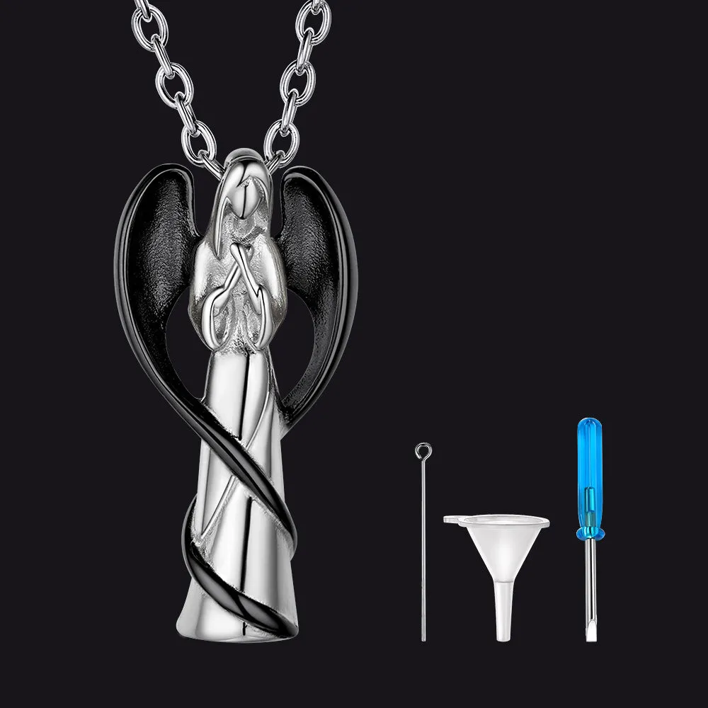 Saint Mary Angle Wings Urn Cremation Pendant Necklace