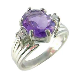 Silver Amethyst Solitaire Ring