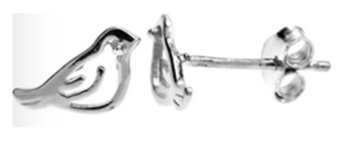 Silver Bird Stud Earrings