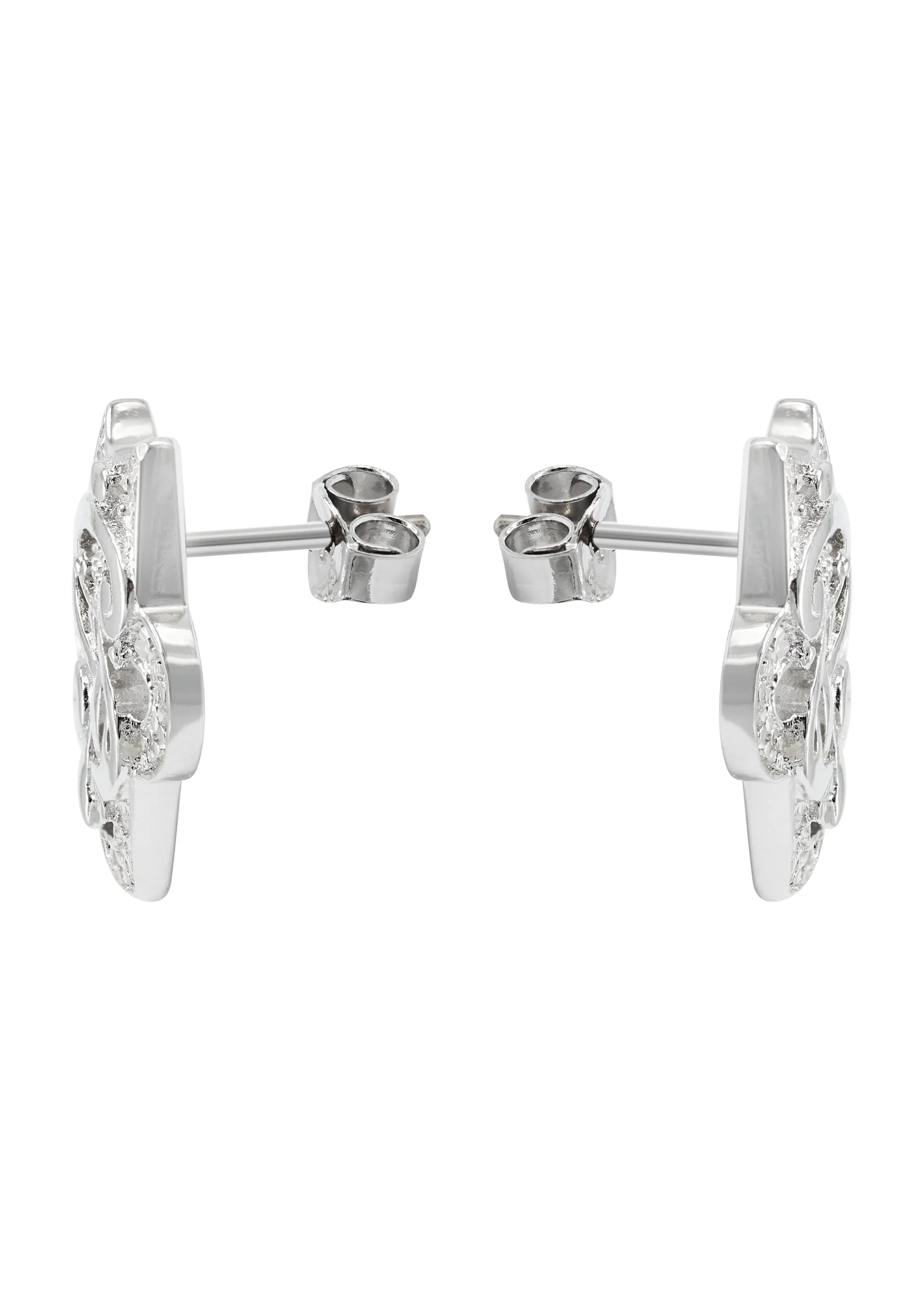 Silver Dollar Sign CZ Stud Earrings | Appx. 5.6 Grams