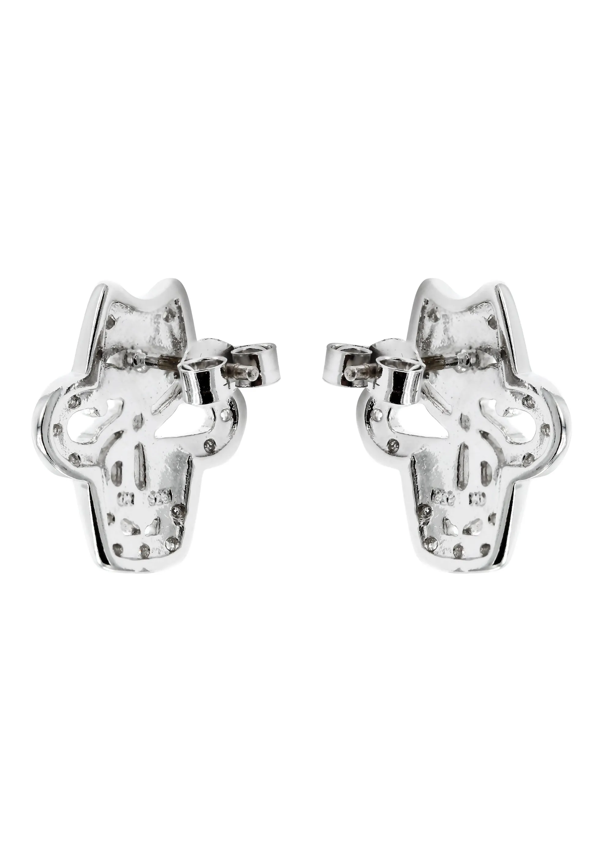 Silver Dollar Sign CZ Stud Earrings | Appx. 5.6 Grams