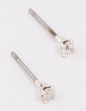 Silver Mini Crystal Stud Earrings