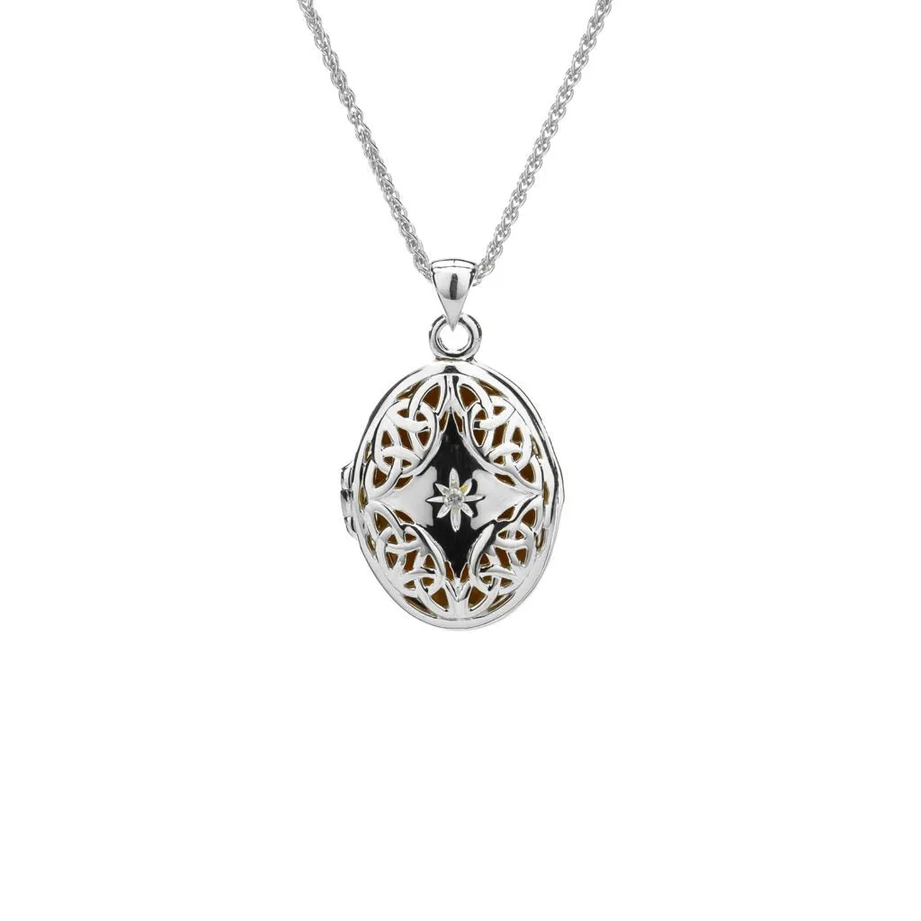 Silver with 22k Gold Gilding Trinity Diamond Locket