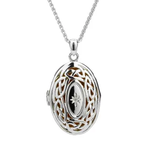 Silver with 22k Gold Gilding  Window to the Soul Diamond Locket