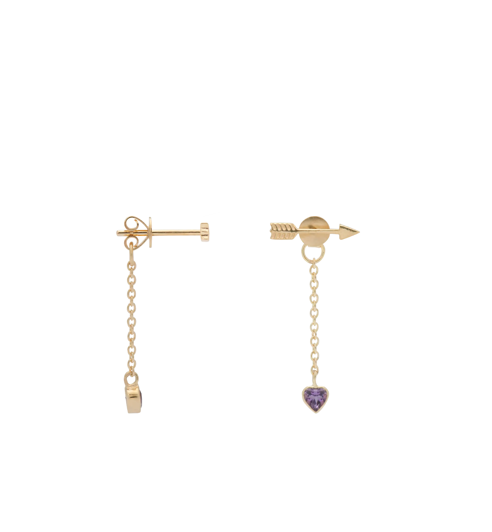 Single Cupids Arrow Stud Earring 14K