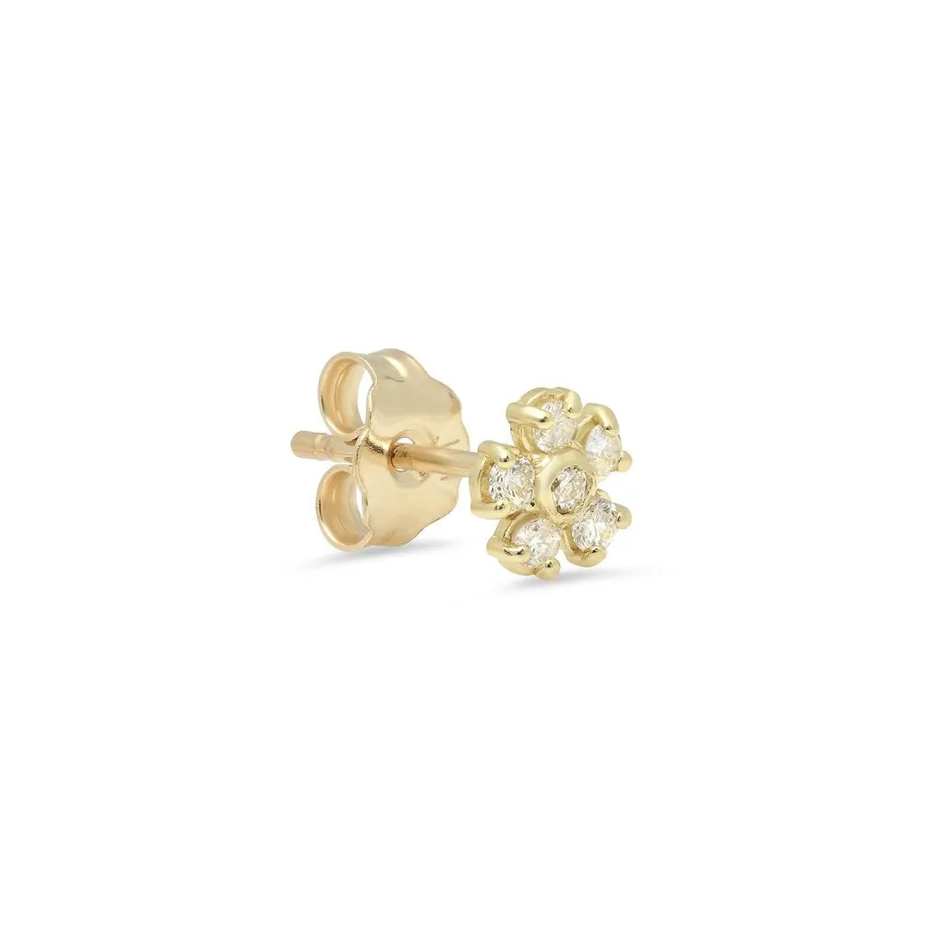 Single Diamond Flower Stud