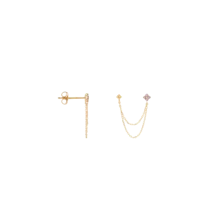 Single Gilded Chain Stud Earring 14K