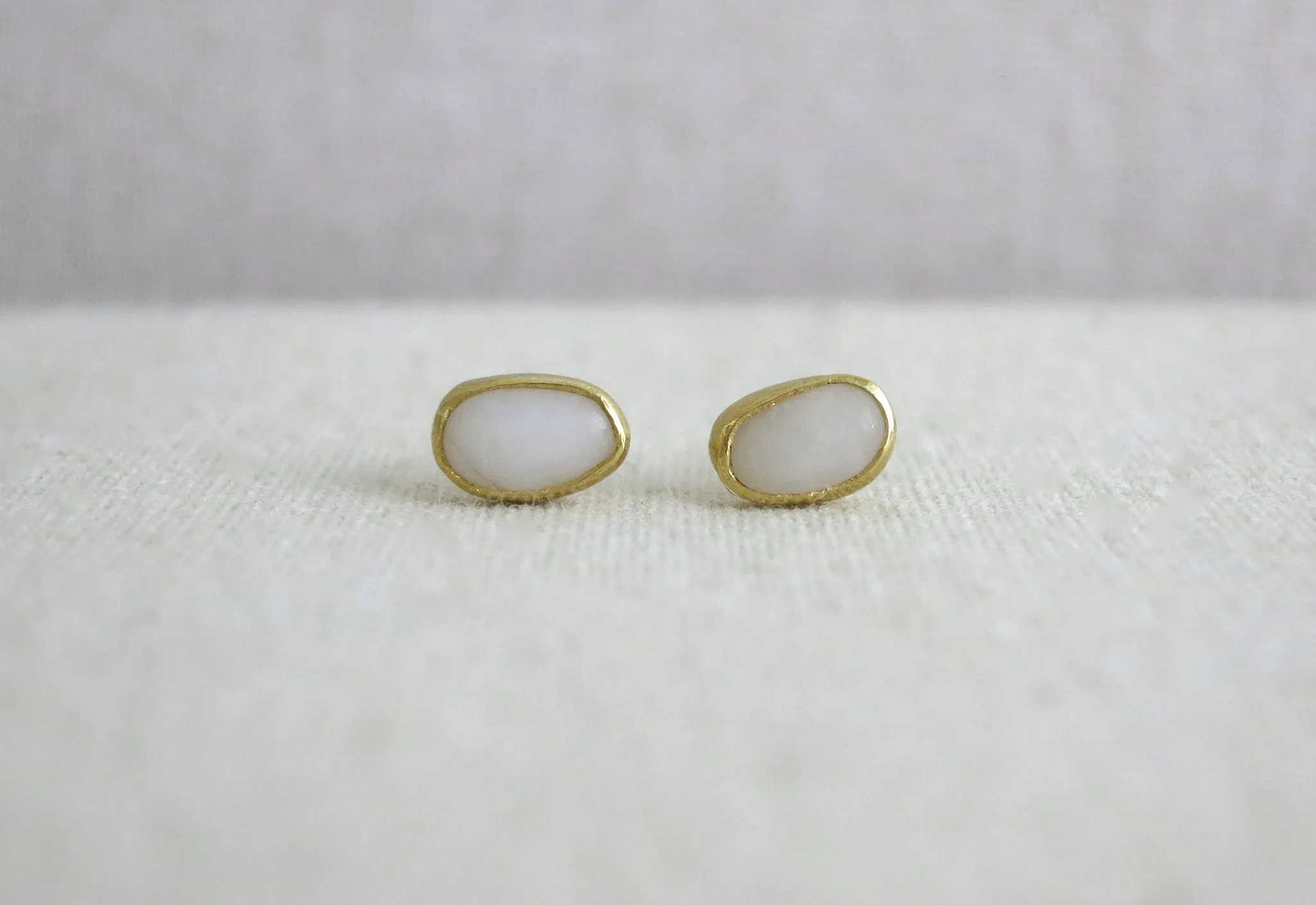 Small White Pebble Studs