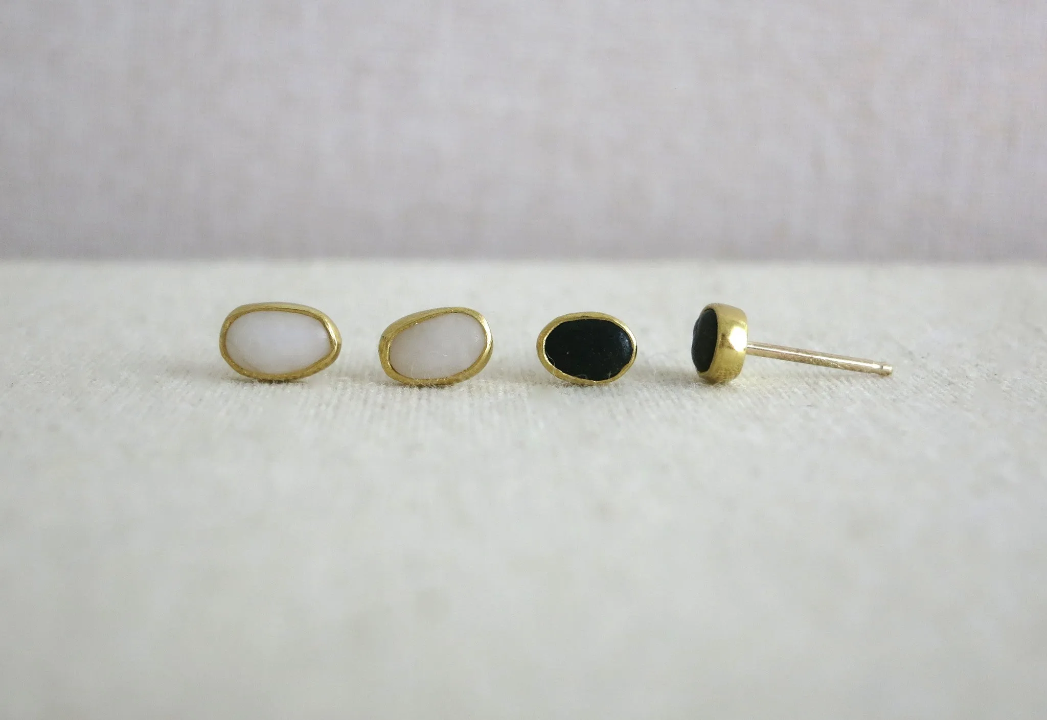 Small White Pebble Studs