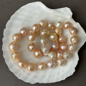 soft apricot color Japan Kasumi pearl necklace