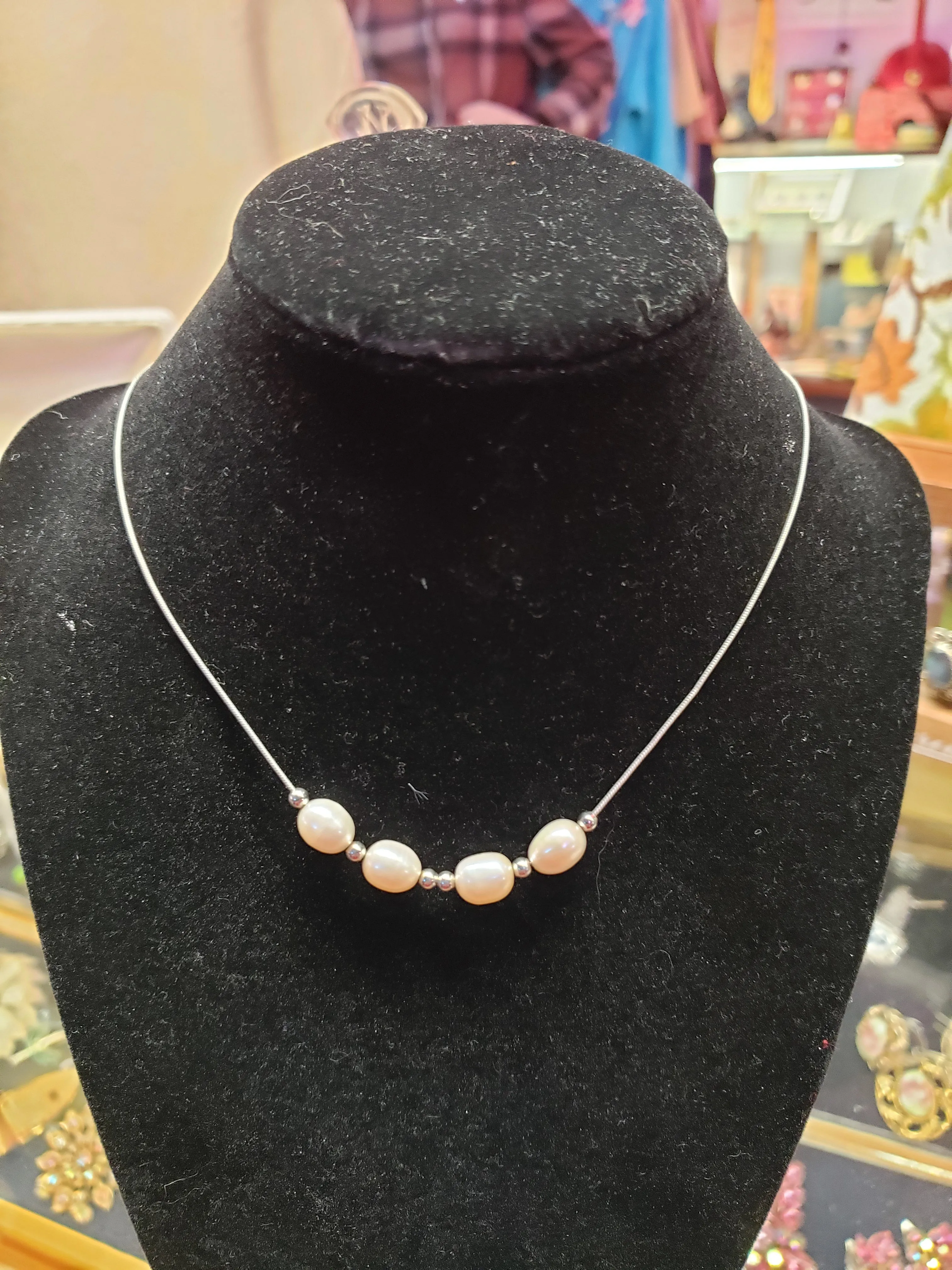 Sterling & Pearl necklace 17 inches