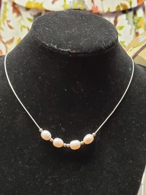 Sterling & Pearl necklace 17 inches