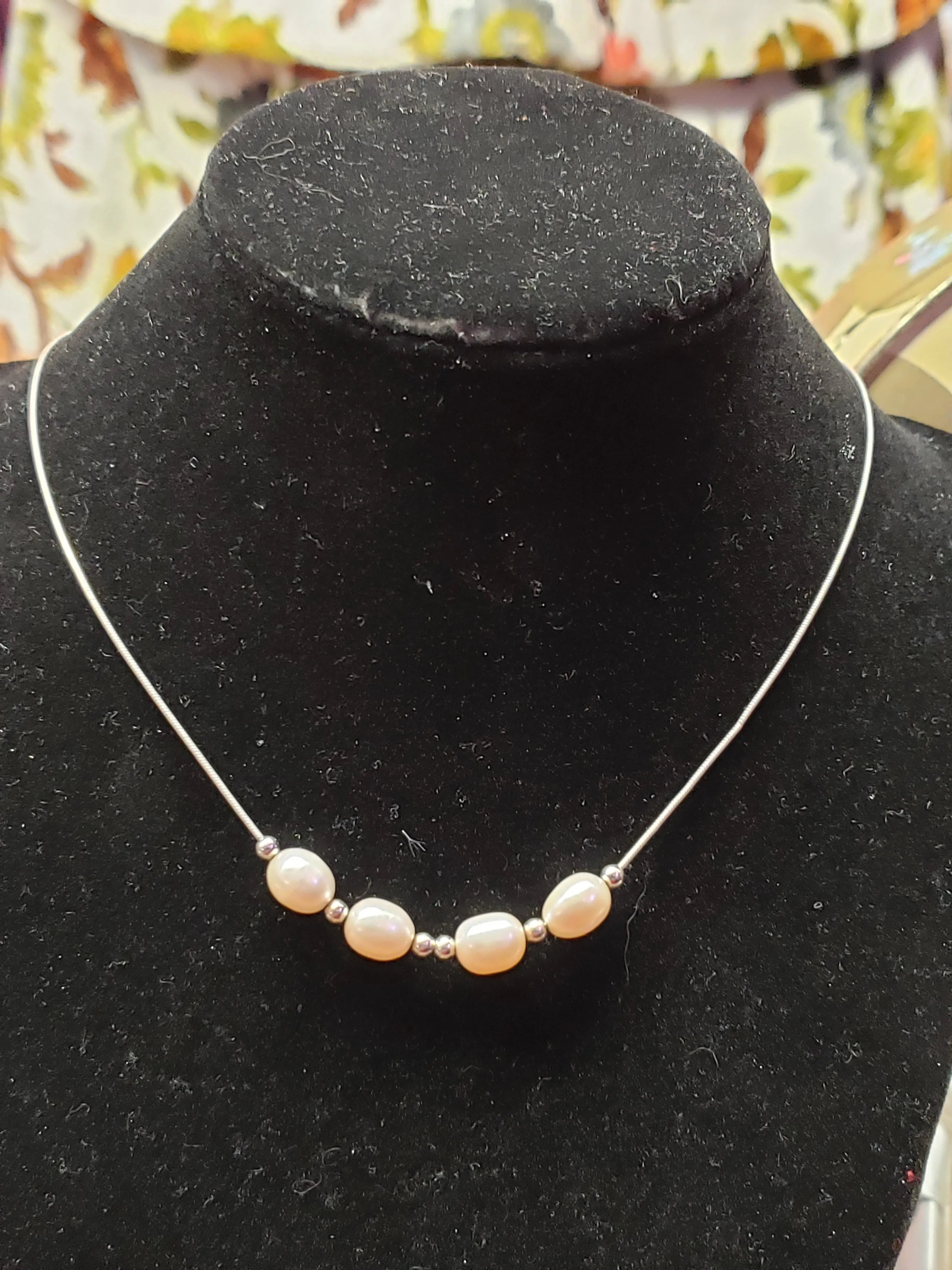 Sterling & Pearl necklace 17 inches