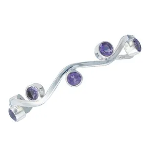 Sterling Silver Amethyst Wave Cuff