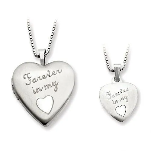 Sterling Silver 'Forever In My Heart' Mother & Daughter Locket Set