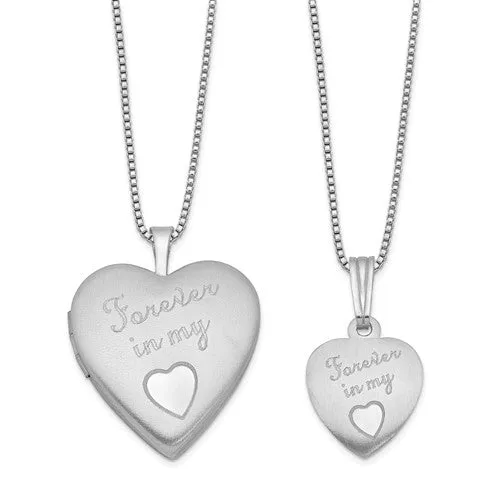 Sterling Silver 'Forever In My Heart' Mother & Daughter Locket Set