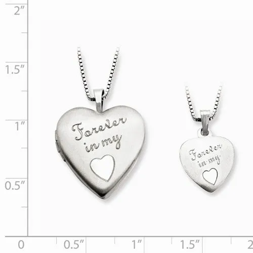 Sterling Silver 'Forever In My Heart' Mother & Daughter Locket Set