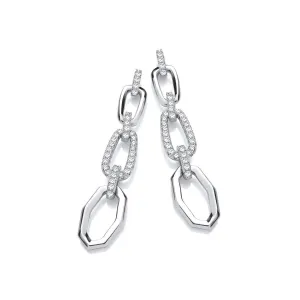 Sterling Silver Multi Drop CZ Stud Earrings