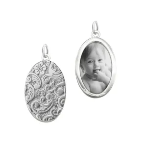 STERLING SILVER OVAL FLORAL IMAGE CASE