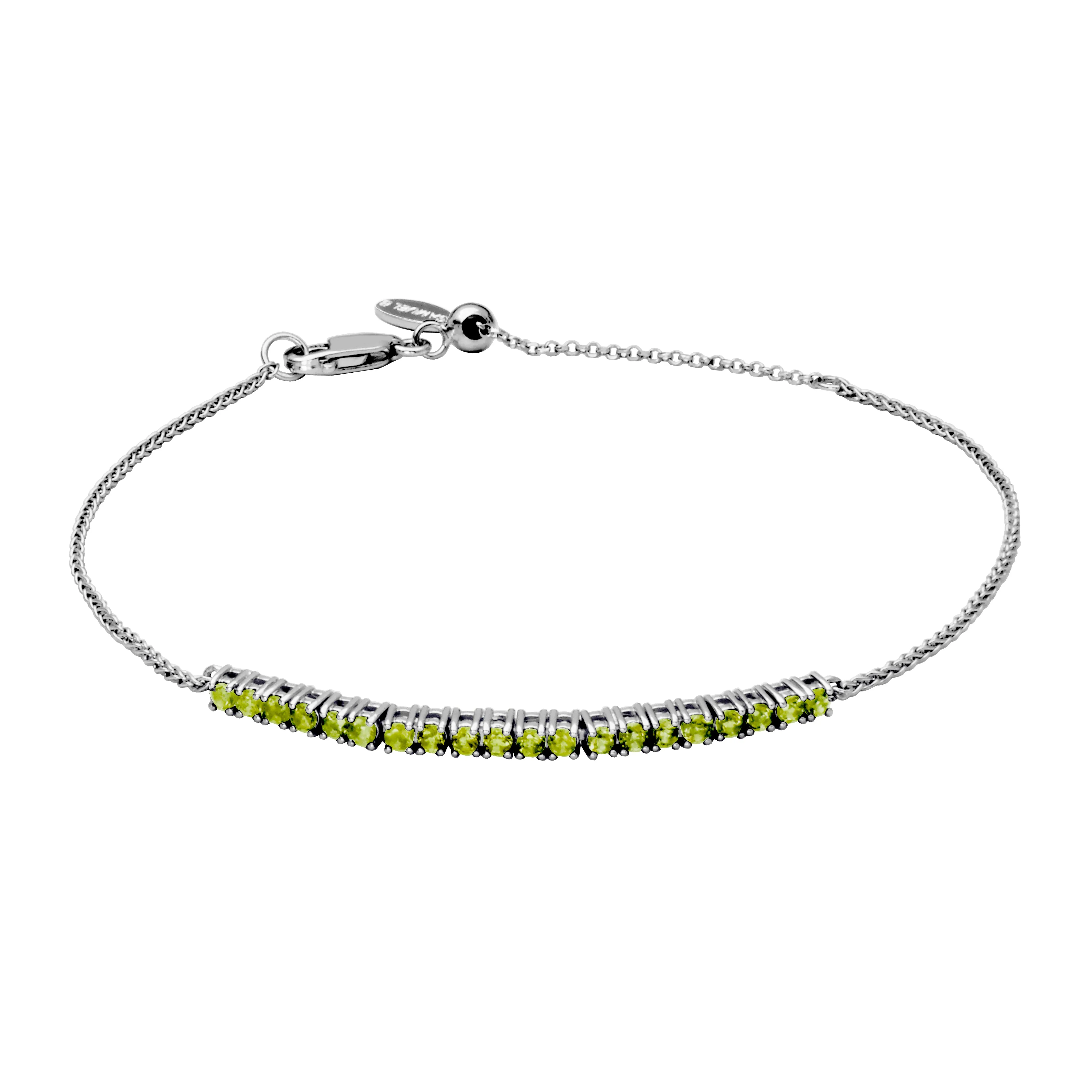 Sterling Silver Peridot Adjustable Bracelet