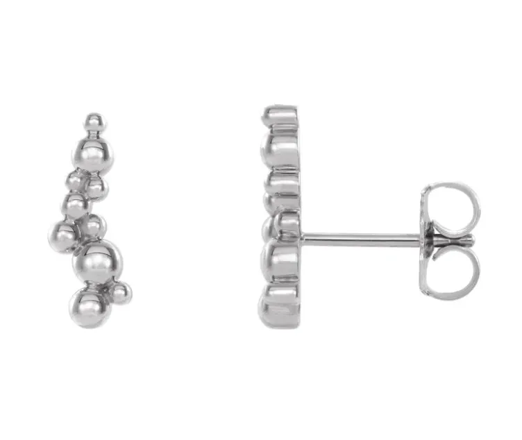 Sterling Silver Scattered Bead Stud Earrings (I6915)