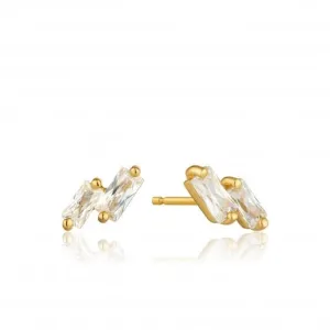 Sterling Silver Shiny Gold Plated Glow Stud Earrings E018-07G