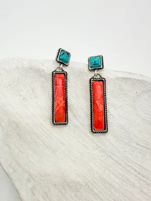 Tana Orange and Turquoise Dangle Earrings