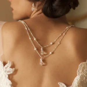 Teardrop Double Strand Back Drape Necklace