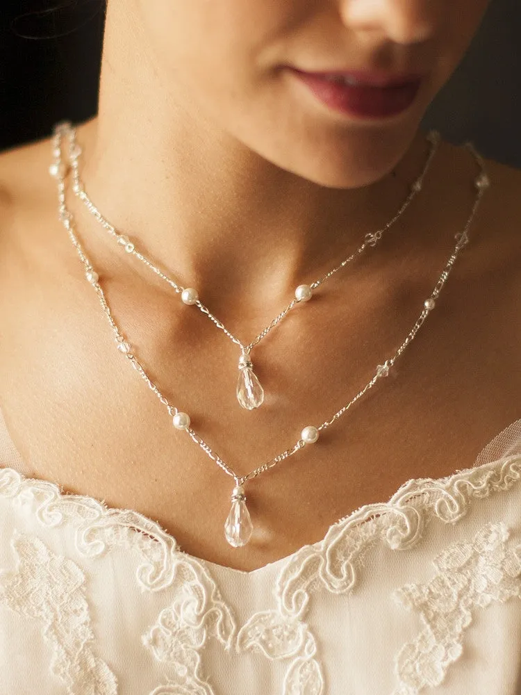 Teardrop Double Strand Back Drape Necklace