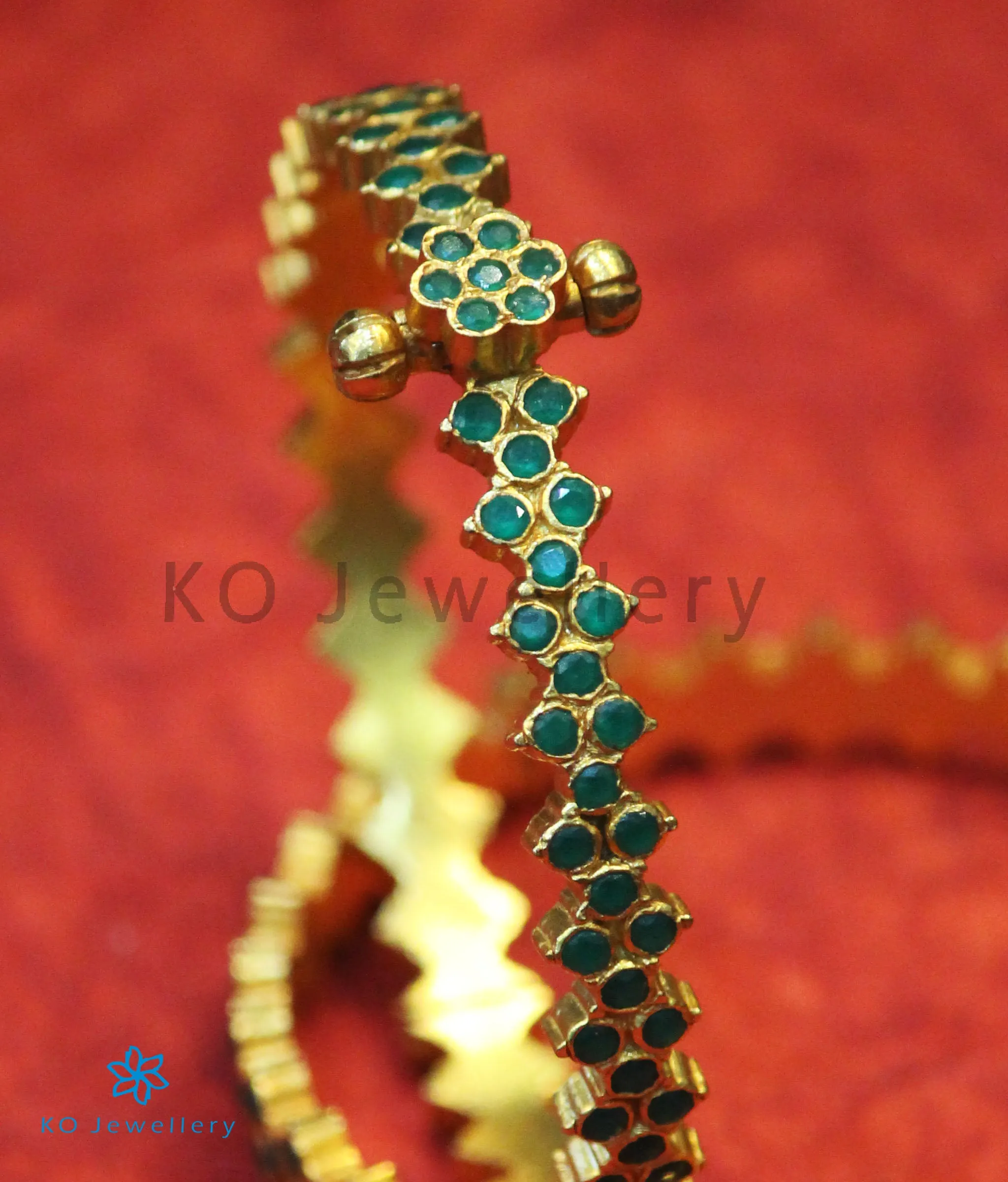 The Vajra Silver Bracelet (Green/Size/2.2/2.4/2.6/2.8)