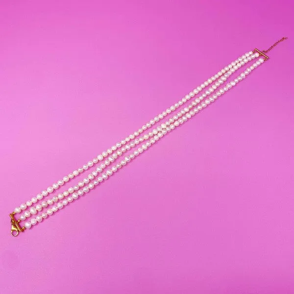 Three Strands Freshwater Pearl Necklace