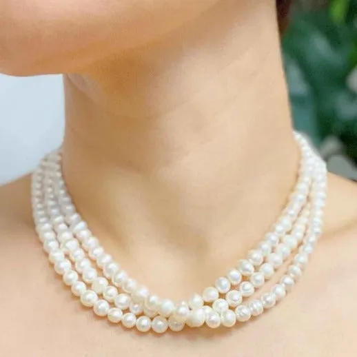 Three Strands Freshwater Pearl Necklace