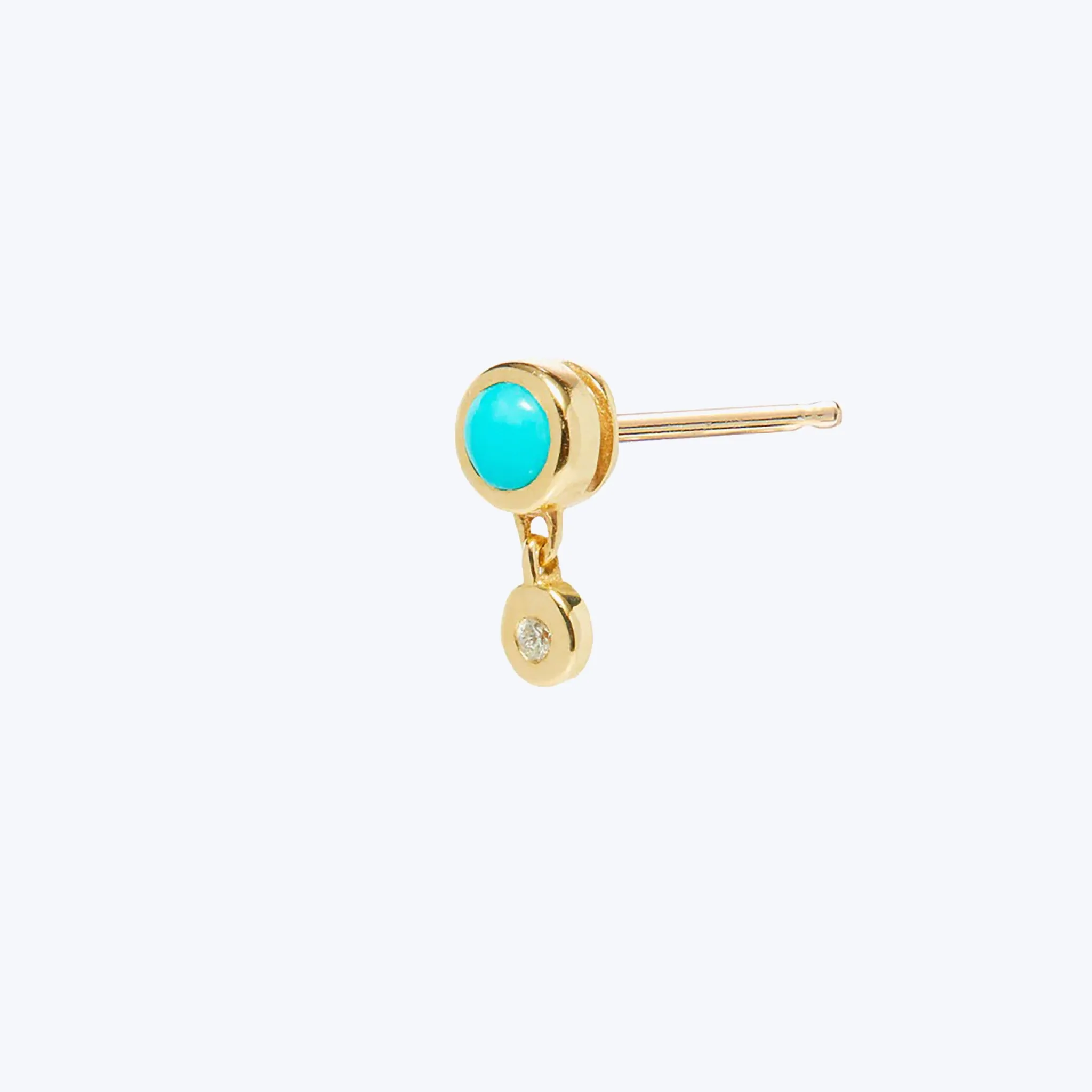 Tiny Bezel Stud with Turquoise