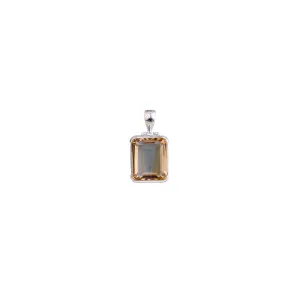 Topanga, Emerald Cut Citrine One Of A Kind Pendant, Sterling SIlver