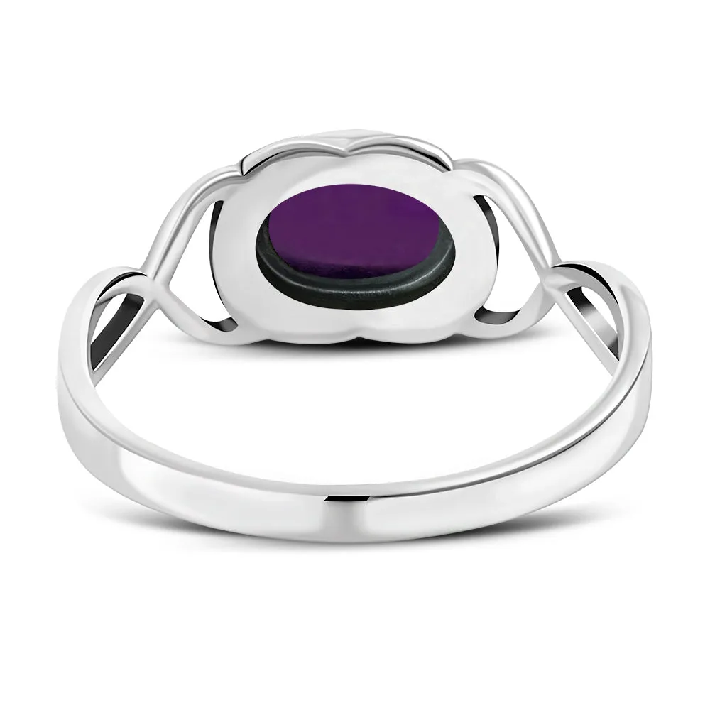 Twisted Amethyst Stone Silver Ring